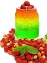 Fruit jelly dessert with wild strawberry Royalty Free Stock Photo