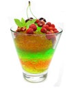 Fruit jelly dessert with wild strawberry Royalty Free Stock Photo