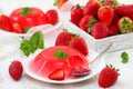 Fruit jelly with fresh strawberry Royalty Free Stock Photo