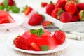 Fruit jelly with fresh strawberry Royalty Free Stock Photo