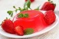 Fruit jelly with fresh strawberry Royalty Free Stock Photo