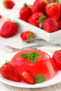 Fruit jelly with fresh strawberry Royalty Free Stock Photo