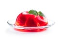 Fruit jelly with fresh strawberry isolated on white Royalty Free Stock Photo