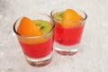 Fruit jelly in the glass bowl Royalty Free Stock Photo