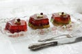 Fruit jelly with a knife and fork