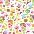 Fruit Juice Drink Cute cartoon Gift Wrapping Design Vector