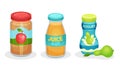 Fruit Juice and Milky Yogurt in Can Vector Set