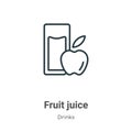 Fruit juice outline vector icon. Thin line black fruit juice icon, flat vector simple element illustration from editable drinks Royalty Free Stock Photo