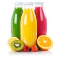 Fruit juice smoothie fruits smoothies in bottle square isolated Royalty Free Stock Photo