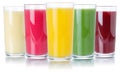 Fruit juice smoothies fruits orange drinks collection glass isolated on white Royalty Free Stock Photo