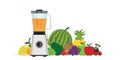 Fruit Juice Squeezer or Blender Kitchen Appliance with group of fruits Royalty Free Stock Photo