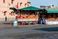 Fruit juice stalls in the Yamaa el Fna square in Marrakech. Morocco Royalty Free Stock Photo
