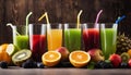 Fruit juice with straws in glasses Royalty Free Stock Photo