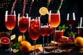 FRUIT JUICE ON WEEDING TABLE GENERATED BY AI TOOL Royalty Free Stock Photo