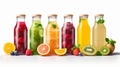 Fruit juices assortment isolated on white background. Generative AI Royalty Free Stock Photo