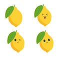 Kawaii style lemon with emotion. Fruit