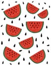 Fruit kid\'s drawing chalk, watermelon pattern, kid\'s theme, doodle Royalty Free Stock Photo