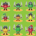 Fruit knight Dual weapon hand up set. Royalty Free Stock Photo