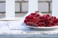 Fruit leather rolls, closeup shot Royalty Free Stock Photo