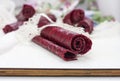 Fruit leather rolls, closeup shot Royalty Free Stock Photo