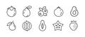 Fruit line icon set. Outline grapefruit guava berries avocado papaya starfruit icon set Royalty Free Stock Photo