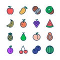 Fruit line icons set, fill outline style. Vector Illustration