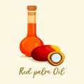 Fruit liquid or red palm oil near berries