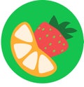 Fruit logo raspberry satsuma green background Royalty Free Stock Photo