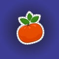 Fruit mandarin sticker on a pop art background