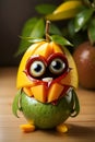 Fruit mango with eyes and mouth like monster design by AI model generated