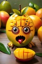 Fruit mango with eyes and mouth like monster design by AI model generated