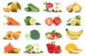 Fruit many fruits and vegetables collection isolated apple oranges bell pepper tomatoes colors Royalty Free Stock Photo