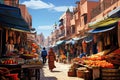 Fruit market in Hurghada, Egypt. Fruits and vegetables on the street, AI Generated