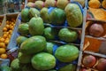 Fruit market with various papaya