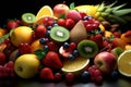Fruit medley in 3D, capturing a sense of freshness and flow Royalty Free Stock Photo
