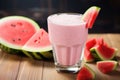 fruit milkshake with a slice of watermelon