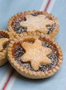 Fruit mince tarts for christmas day on tea towel