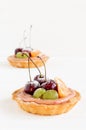 Fruit mini tartlets on white background Royalty Free Stock Photo