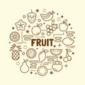 Fruit minimal thin line icons set