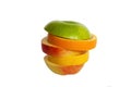 Fruit mix. Red Apple, green Apple, orange and lemon. Royalty Free Stock Photo