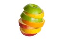 Fruit mix. Red Apple, green Apple, orange and lemon. Royalty Free Stock Photo