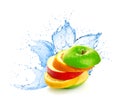 Fruit mix in water splash Royalty Free Stock Photo
