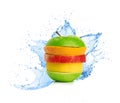 Fruit mix in water splash Royalty Free Stock Photo