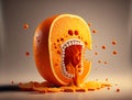 Fruit monster spooky vegetable orange creature Royalty Free Stock Photo