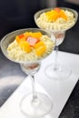 Fruit Mousse Parfaits in Stemmed Glasses Royalty Free Stock Photo