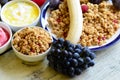 Fruit muesli with yogurt and cereals for breakfast. Royalty Free Stock Photo