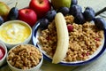 Fruit muesli with yogurt and cereals for breakfast. Royalty Free Stock Photo