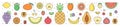 Fruit multicolored horizontal background. Simple outline design.