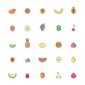 Fruit multicolored icon set. Clean and simple outline design.