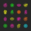 Fruit neon icon set